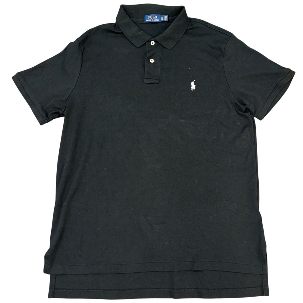 Polo Ralph Lauren Mens XL Black Short Sleeve Polo‎ Shirt White Pony Logo